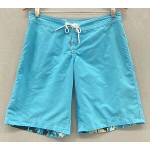 Miken‎ Men's Swim Trunks Reversible Sz MED 32" Waist Blue/Floral Shorts Swimwear